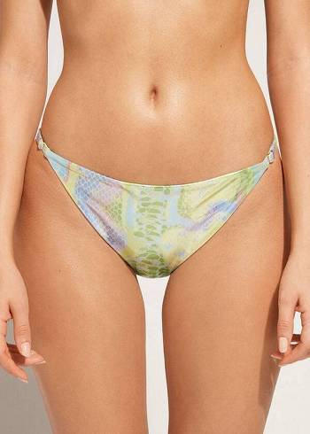 Calzedonia Snake-Pattern Adjustable-Side Las Palmas Bikinibroekjes Dames Groen | NL2618ZG