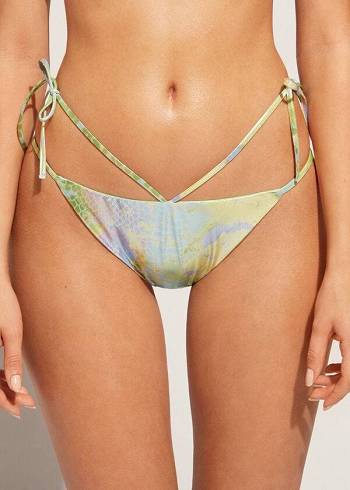 Calzedonia Snake-Pattern Brazilian String Las Palmas Bikinibroekjes Dames Groen | NL2617XF