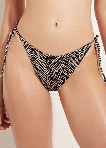 Calzedonia String Zebra Nairobi Bikinibroekjes Dames Zwart | NL2550PQ