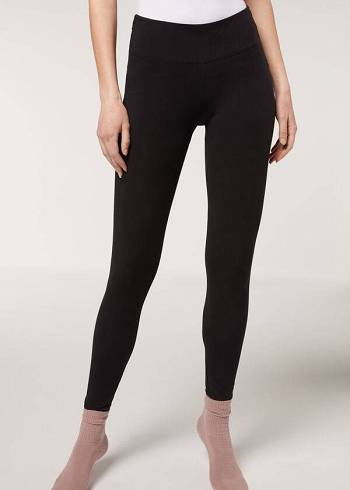 Calzedonia Supima Katoenen Leggings Dames Zwart | NL1498LH