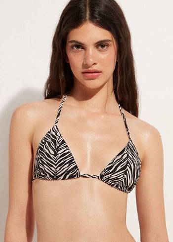 Calzedonia Triangle String Zebra Nairobi Bikinitopjes Dames Zwart | NL2126VD