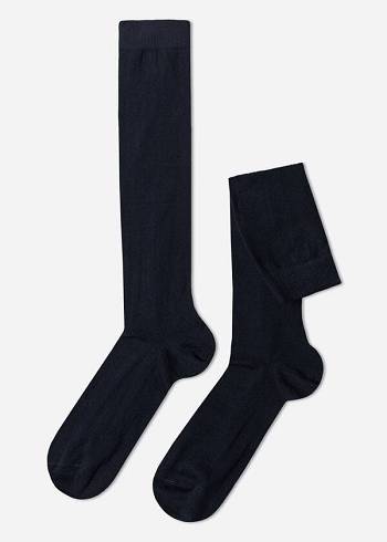 Calzedonia Warm Katoenen Long Sokken Heren Blauw | NL1409IS