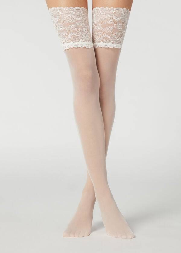 Calzedonia 20 Denier Opaque Thigh-Highs Kousen Dames Wit | NL2951HK