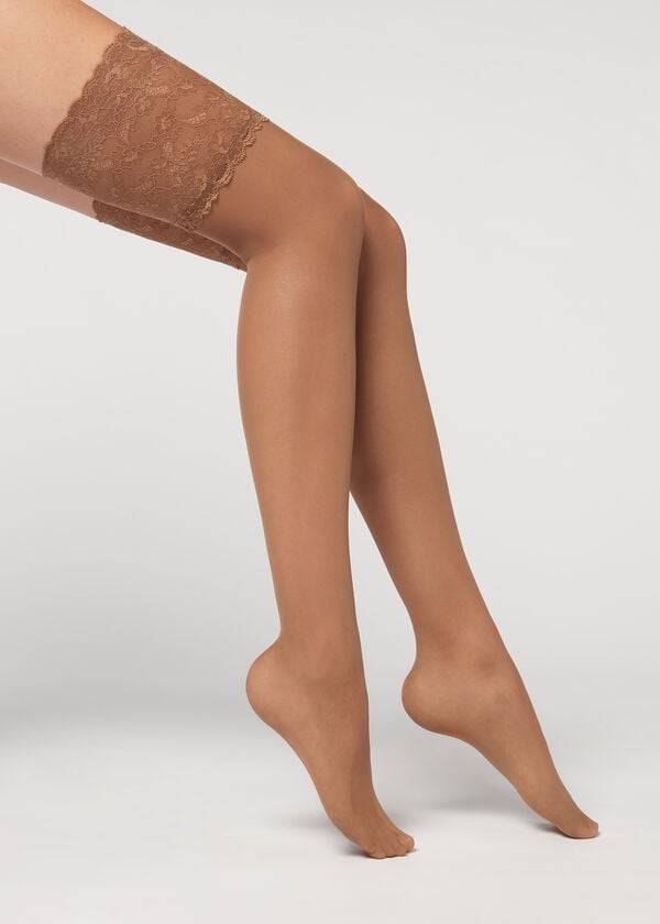 Calzedonia 20 Denier Opaque Thigh-Highs Kousen Dames Khaki | NL2952GL