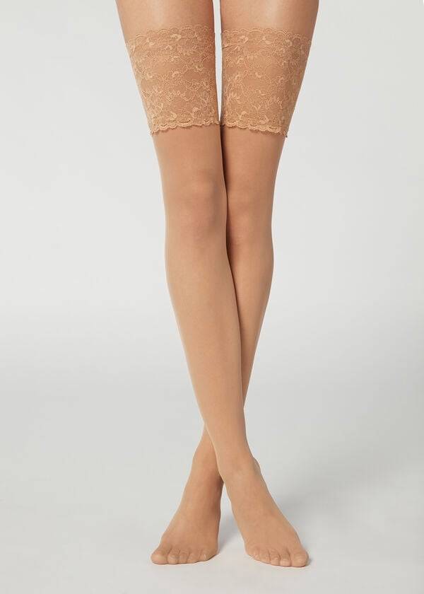 Calzedonia 20 Denier Opaque Thigh-Highs Kousen Dames Bruin | NL2953FM