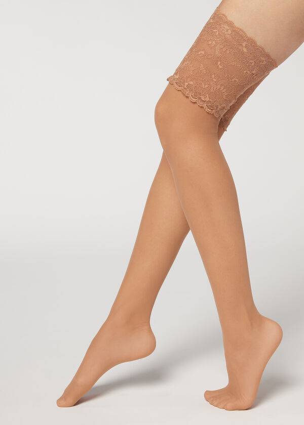 Calzedonia 20 Denier Opaque Thigh-Highs Kousen Dames Beige | NL2954DN