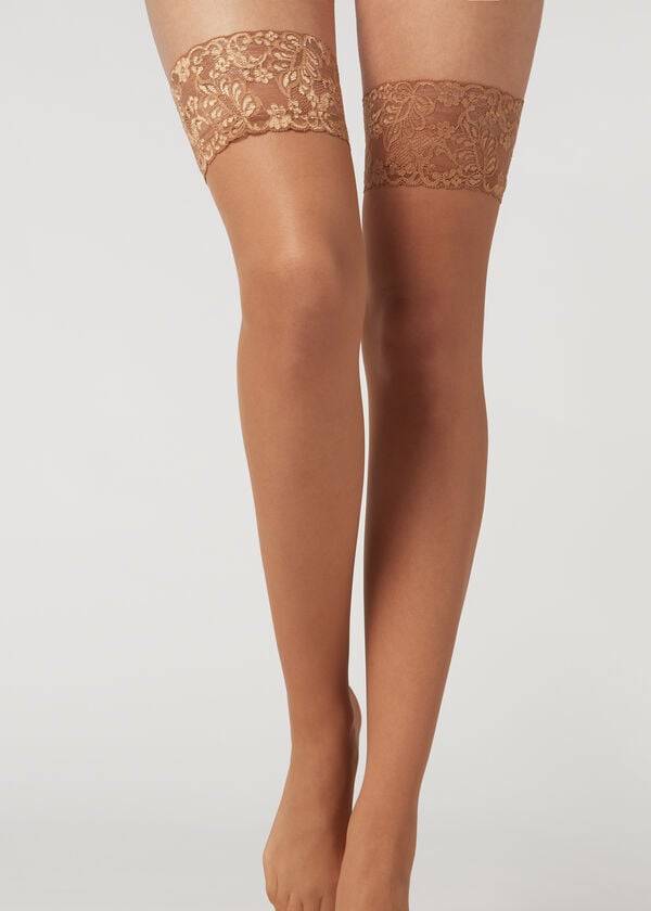 Calzedonia 20 Denier Sheer Thigh-Highs Kousen Dames Beige Bruin | NL2941MA