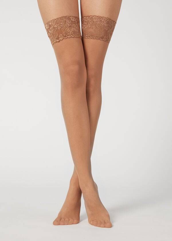 Calzedonia 20 Denier Sheer Thigh-Highs Kousen Dames Khaki | NL2942NB