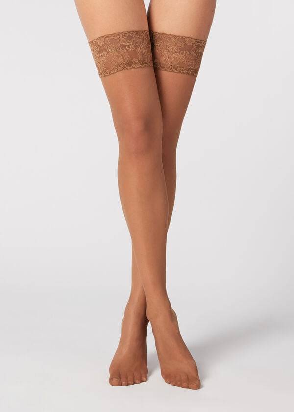 Calzedonia 20 Denier Sheer Thigh-Highs Kousen Dames Bruin | NL2944VD