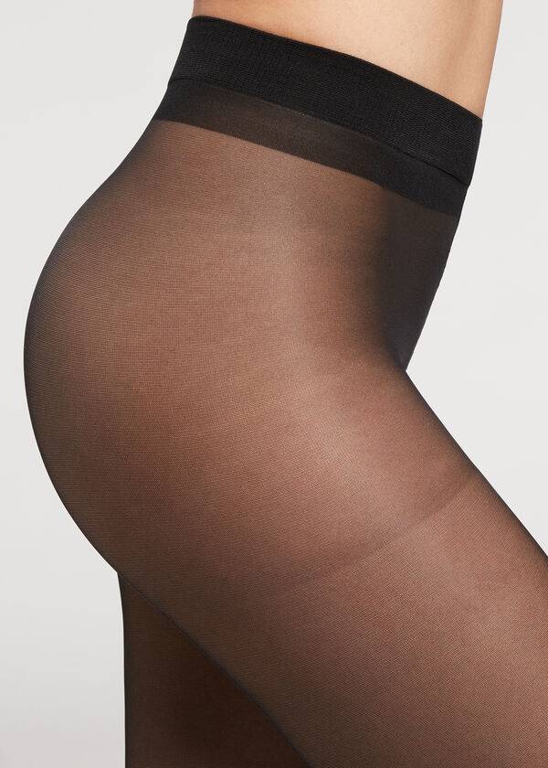 Calzedonia 30 Denier Sheer Shaping with Control Top Hardloopbroek Dames Zwart | NL3006YU