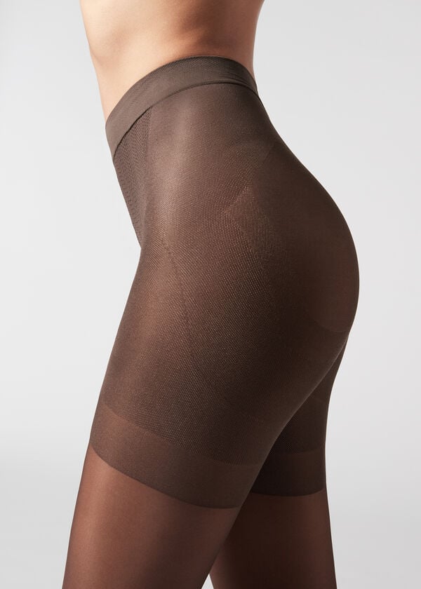 Calzedonia 30 Denier Total Shaper Sheer Hardloopbroek Dames Koffie | NL3001AP