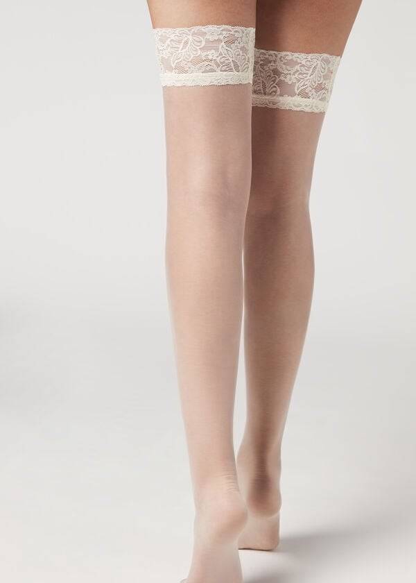 Calzedonia 8 Denier Ultra Sheer Thigh-Highs rosa Kousen Dames Wit | NL2932OR