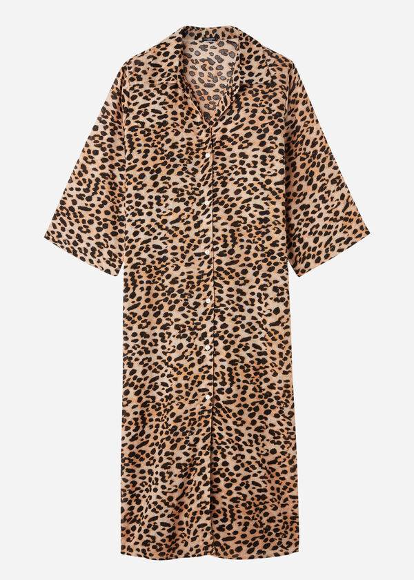 Calzedonia Animal Patterned Midi Shirt Cover-ups Dames Bruin | NL2124XF