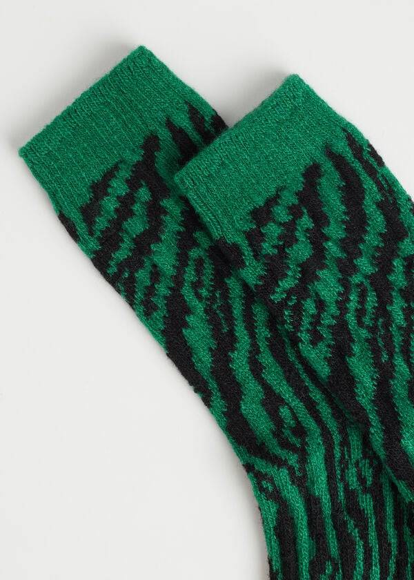 Calzedonia Animal Print Cashmere Kort Sokken Dames Groen | NL1859HK