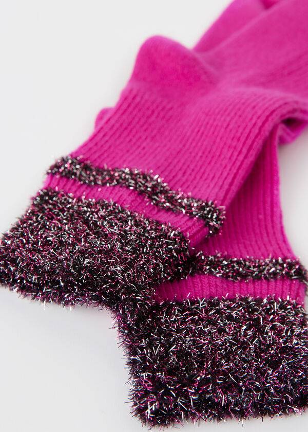 Calzedonia Cashmere Kort with Glitter Trim Sokken Dames Roze | NL1833HK