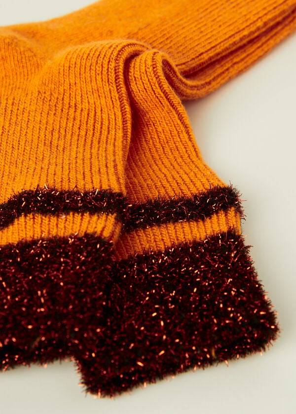 Calzedonia Cashmere Kort with Glitter Trim Sokken Dames Oranje | NL1835KI