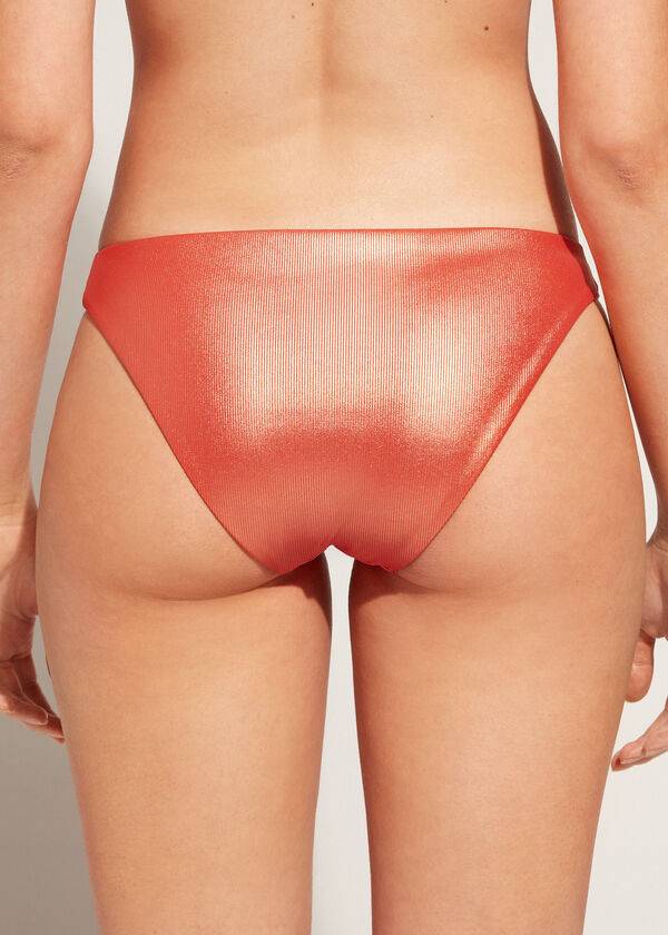 Calzedonia Coated-Effect Antigua Bikinibroekjes Dames Koraal Oranje | NL2829CE