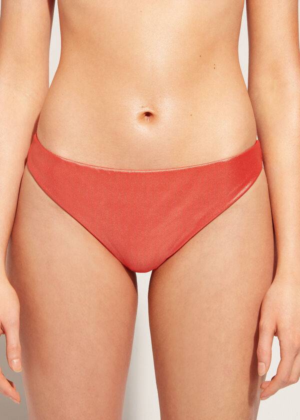 Calzedonia Coated-Effect Antigua Bikinibroekjes Dames Koraal Oranje | NL2829CE