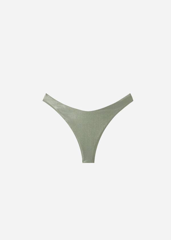 Calzedonia Coated-Effect High-Cut Brazilian Antigua Bikinibroekjes Dames Groen | NL2828VD