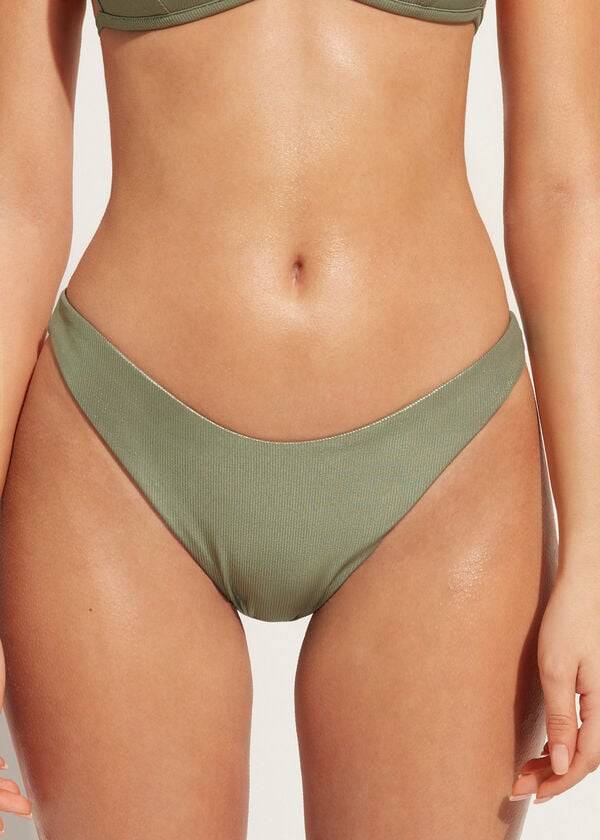 Calzedonia Coated-Effect High-Cut Brazilian Antigua Bikinibroekjes Dames Groen | NL2828VD