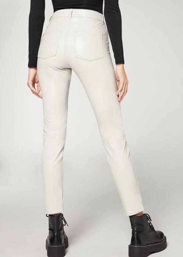 Calzedonia Coated Thermal Mager Biker Broek Dames Wit | NL1468GL