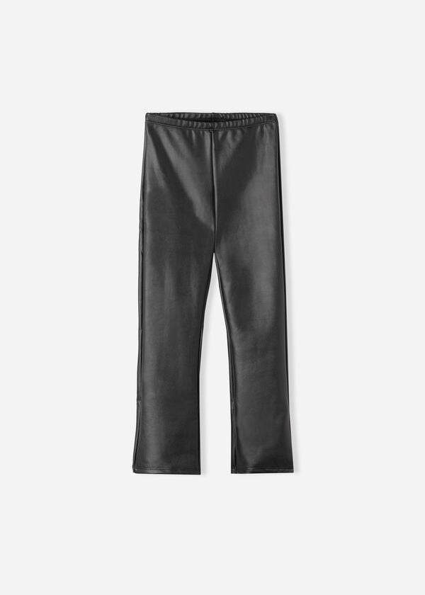 Calzedonia Coated Thermal Mini-flare Leggings Kinderen Zwart | NL1068TV