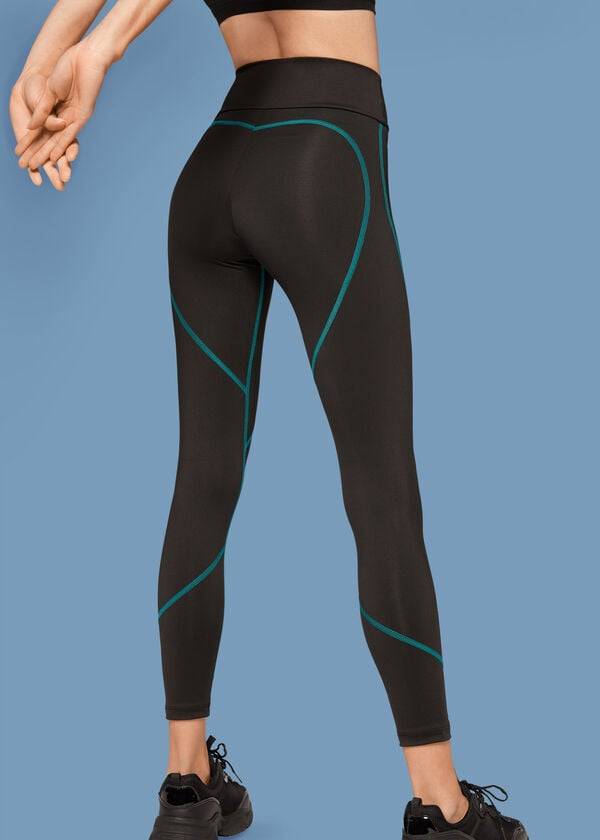 Calzedonia Contrast Seam Performance Atletische Leggings Dames Zwart Groen | NL1555BC