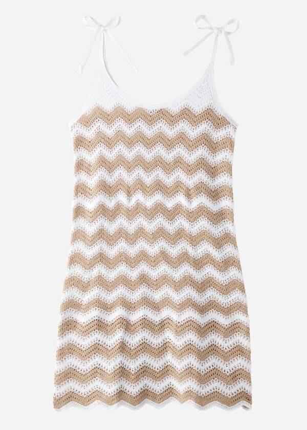 Calzedonia Crochet Jurken with Chevron Motif Cover-ups Dames Wit Beige | NL2119HK