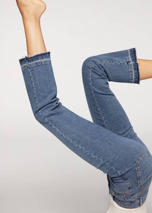 Calzedonia Cropped Flare Jeans Dames Blauw | NL1628LH