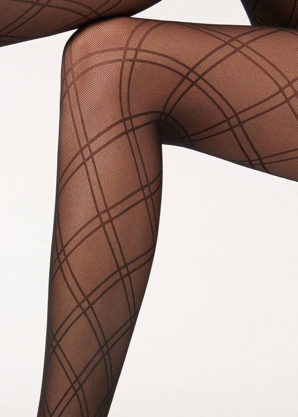 Calzedonia Double Diamond Motif Fishnet Patterned Hardloopbroek Dames Zwart | NL3096DN