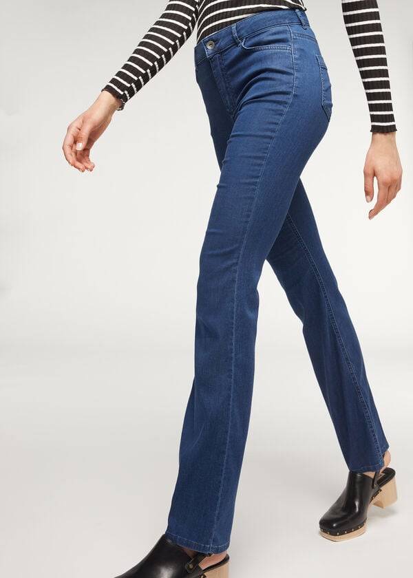 Calzedonia Eco Light Flared Denim Jeans Dames Donkerblauw | NL1614TV