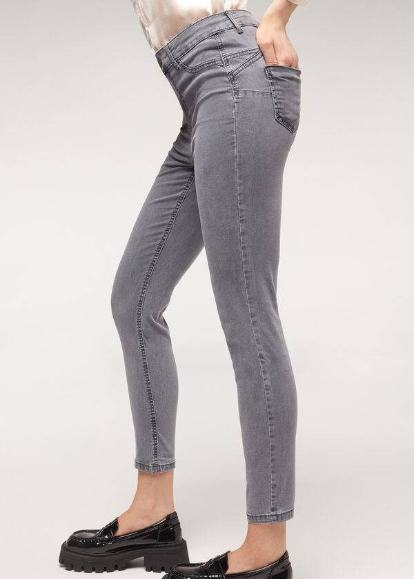 Calzedonia Eco Light Push Up Denim Jeans Dames Zilver | NL1613RW