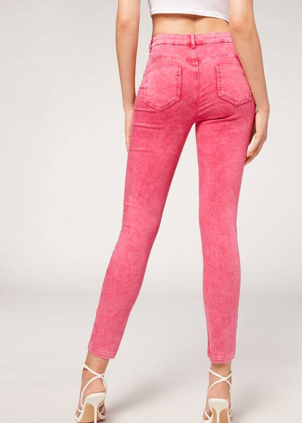 Calzedonia Faded Mager Push-Up Jeans Dames Roze | NL1602LH