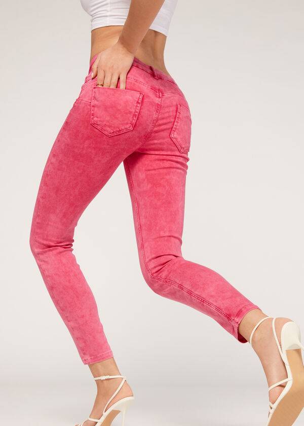 Calzedonia Faded Mager Push-Up Jeans Dames Roze | NL1602LH