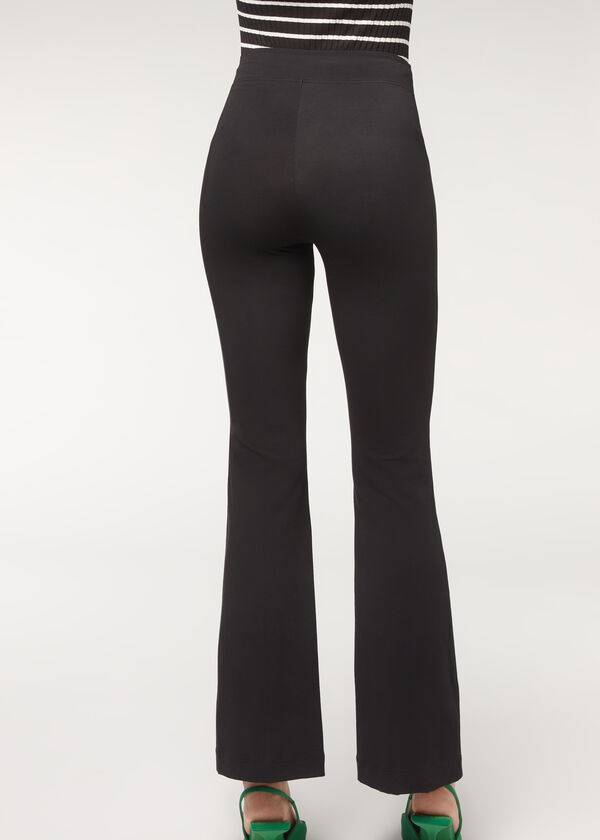 Calzedonia Flared in Supima Ultra Light Katoenen Leggings Dames Zwart | NL1537YU