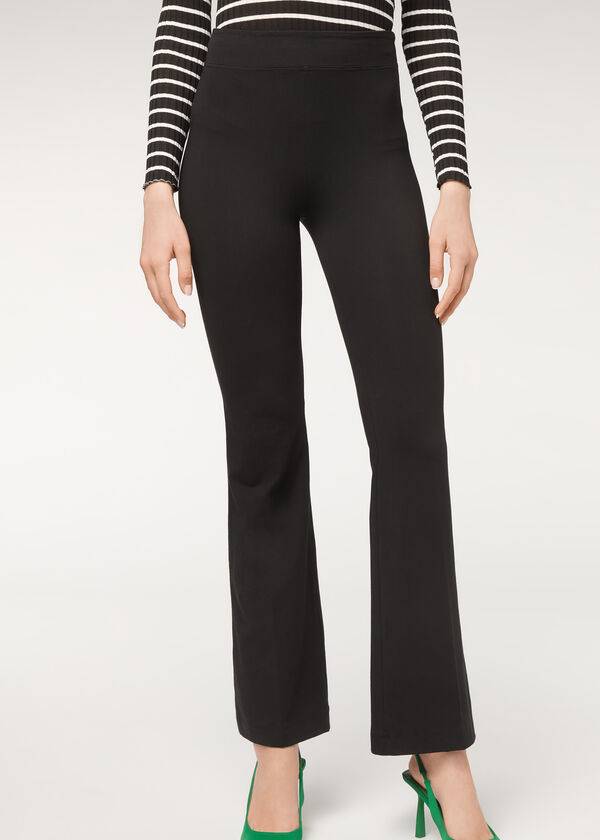 Calzedonia Flared in Supima Ultra Light Katoenen Leggings Dames Zwart | NL1537YU