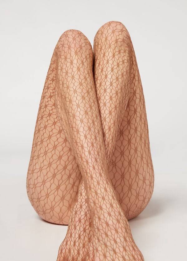 Calzedonia Geometric-Motif Fishnet Patterned Hardloopbroek Dames Beige | NL3089ZG