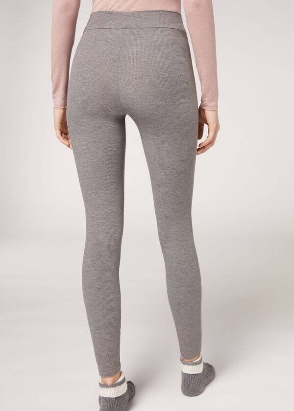 Calzedonia Geribbeld with Cashmere Leggings Dames Grijs | NL1515PQ