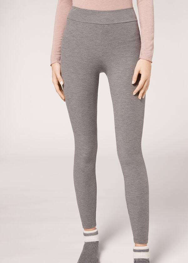 Calzedonia Geribbeld with Cashmere Leggings Dames Grijs | NL1515PQ