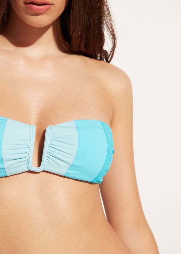 Calzedonia Gewatteerd Bandeau Azzorre Bikinitopjes Dames Turquoise | NL2407VD