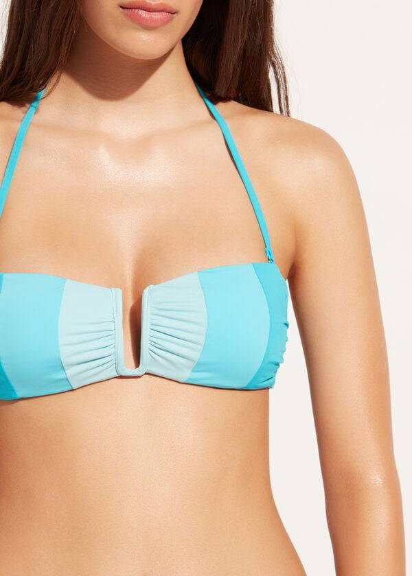 Calzedonia Gewatteerd Bandeau Azzorre Bikinitopjes Dames Turquoise | NL2407VD