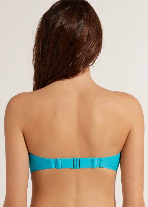 Calzedonia Gewatteerd Bandeau Indonesia Strapless Bikinitopjes Dames Turquoise | NL2380BC