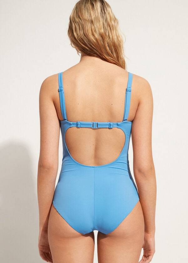 Calzedonia Gewatteerd One-Piece Roma Badpakken Dames Blauw | NL2005YU