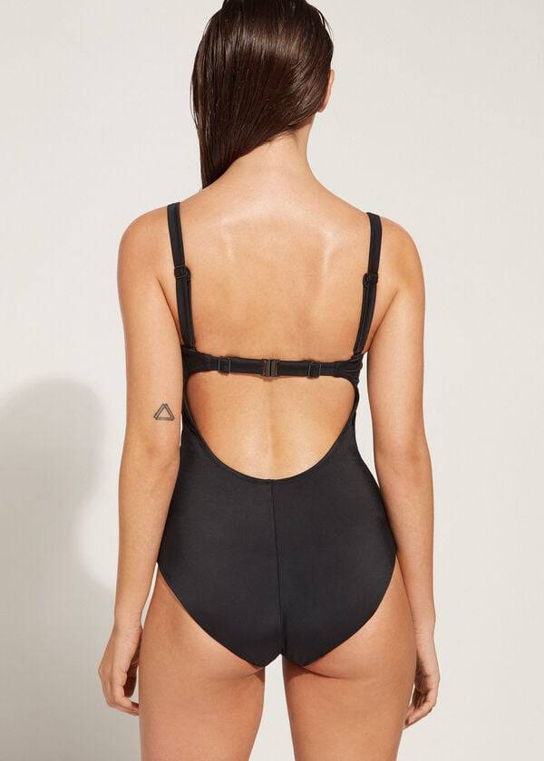 Calzedonia Gewatteerd One-Piece Roma Badpakken Dames Zwart | NL2006UT