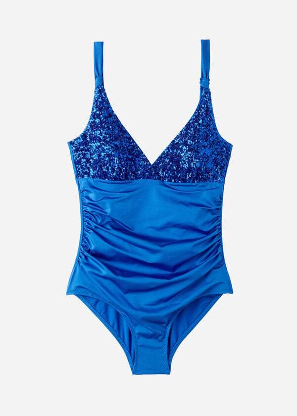 Calzedonia Gewatteerd One-Piece Shaping-Effect Cannes Badpakken Dames Blauw | NL2002EX