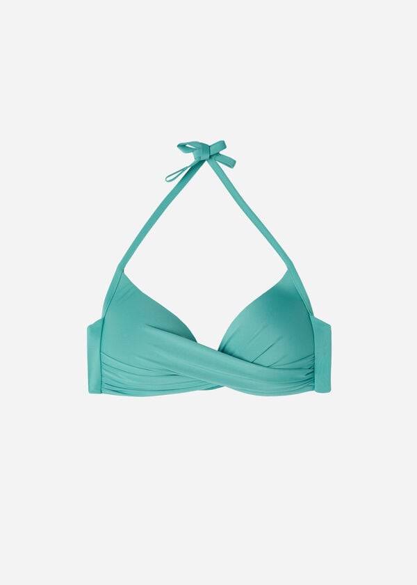 Calzedonia Gewatteerd Triangle Indonesia Eco strass Bikinitopjes Dames Turquoise | NL2266UT