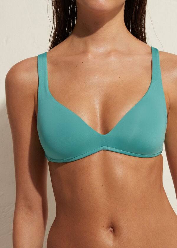 Calzedonia Gewatteerd Triangle Indonesia Eco Bikinitopjes Dames Turquoise | NL2286QZ