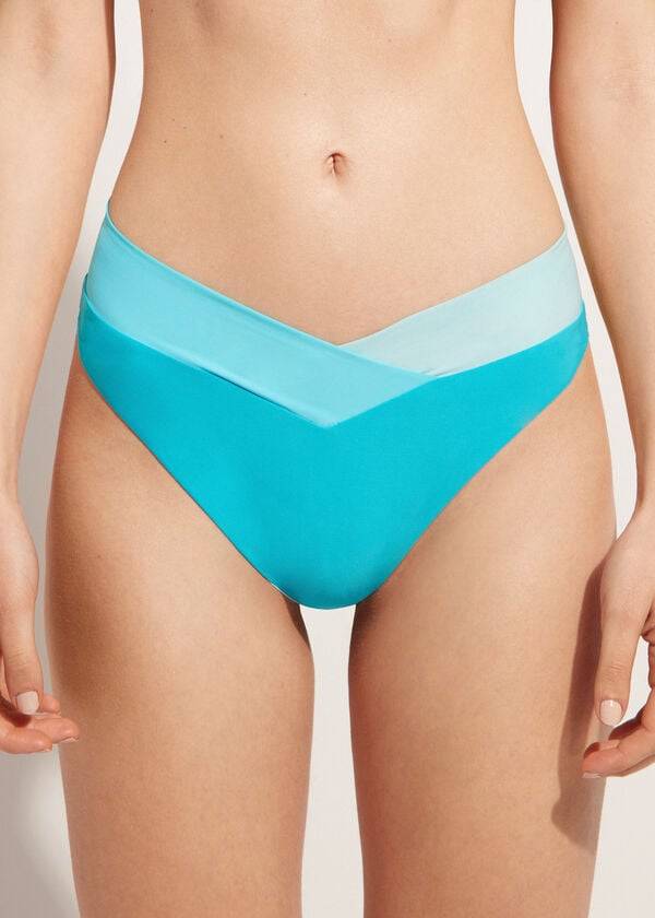 Calzedonia High-Cut Brazilian Azzorre Bikinibroekjes Dames Turquoise Groen | NL2752WY