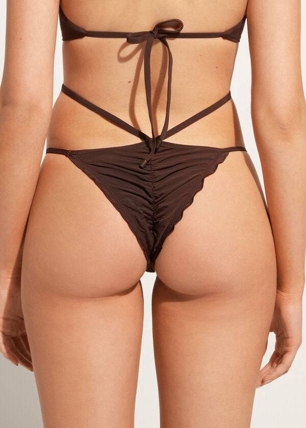 Calzedonia High-Cut Brazilian Islamorada Bikinibroekjes Dames Koffie Bruin | NL2751EX