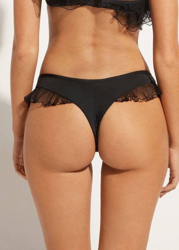 Calzedonia High Cut Brazilian Singapore Bikinibroekjes Dames Zwart | NL2798QZ